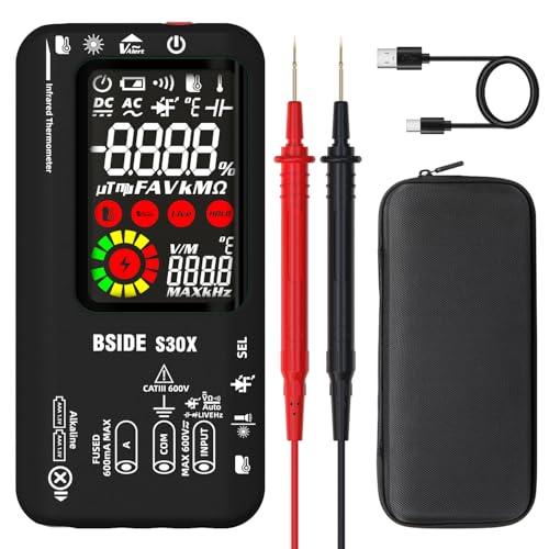 BSIDE S30X Digital Multimeter Automatisch mit Laser Thermometer 12:1 und Doppelter Leistung 9999 Zähler Farb LCD Hochspannungsdiode Tester Smart Voltmeter Amperemeter für HVAC LED KFZ Elektronik von BSIDE