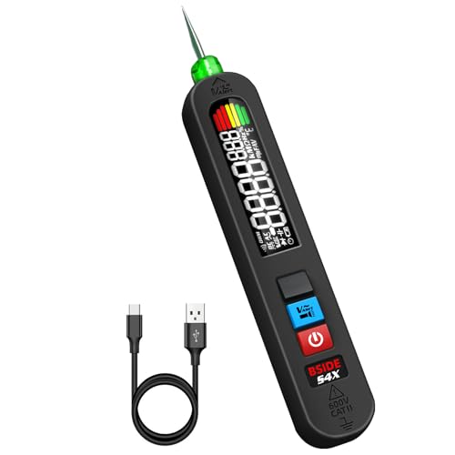 BSIDE S4X AC Spannungsprüfer Aufladbare Berührungslose Spannungsdetektor Stift mit Super Große Farb LCD Elektrische Leck Tester 12V-300V Einpoliger Phasenprüfer Stromprüfer mit Summer Taschenlampe von BSIDE