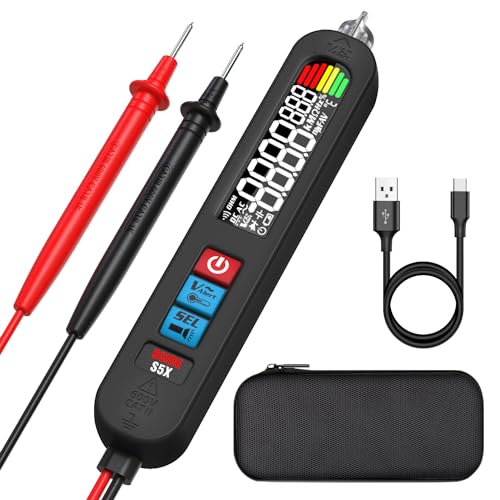 BSIDE S5X Elektrischer Spannungsprüfer Aufladbar Digitales Stift-Multimeter mit Große Farb-LCD VFD Spannungsdetektor Berührungslos Ohm Diode Kapazitätsmessung Durchgangsprüfer Phasenprüfer mit Tasche von BSIDE