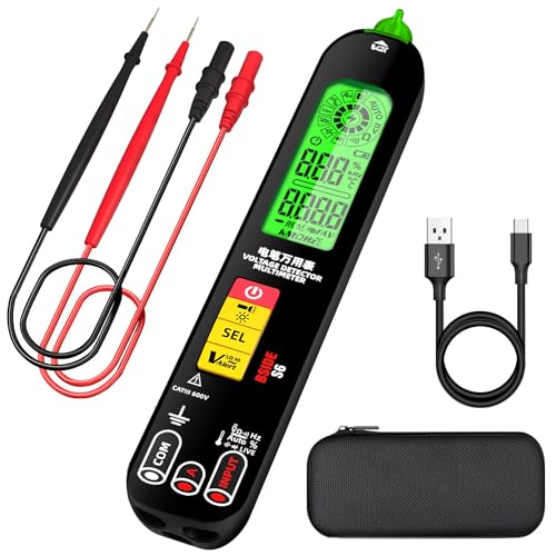 BSIDE S6 Spannungsprüfer Berührungslos Wiederaufladbar Elektrischer Tester mit Dreifach Display VFD Amperemeter Kapazitätsmesser Automatisch Multimeter Stift für Strom/Spannung AC DC Ohm Hz Durchgang von BSIDE