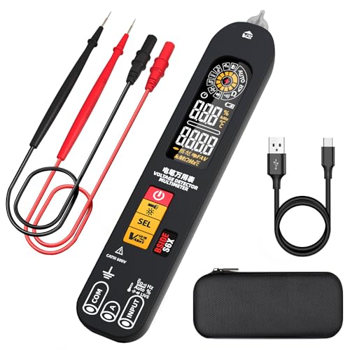 BSIDE S6X Wiederaufladbares Digital Multimeter Automatisch Berührungsloser Spannungsprüfer Stift mit Farb LCD ID Zeiger VFD Voltmeter Amperemeter Kapazitätsmesser Durchgangsprüfer mit summer Tasche von BSIDE