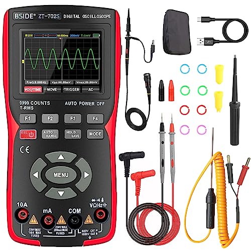 BSIDE Smart Digitales Multimeter mit Oszilloskop KFZ 2 in 1 Handheld-Oszilloskop Wiederaufladbar 10Mhz Bandbreite IPS Farbdisplay Auto Kalibrierung von BSIDE