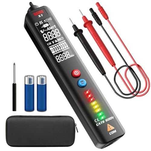 BSIDE NCV Spannungsprüfer mit LCD EBTN Automatisches Stiftmultimeter 3 Ergebnisanzeigen und 8 LEDs Einstellbare Empfindlichkeit AC DC Ohm Hz Spannungstester mit Taschenlampe von BSIDE