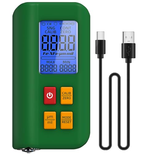 BSIDE T2 Dickenmesser Autolack Digitales Schichtdickenmessgerät 0-1500µm Fe & NFe Auto Detection LCD mit Max Min und Echtzeitwerten Mini Pocket Lackprüfer KFZ mit aufladbaren Akku und Holster von BSIDE