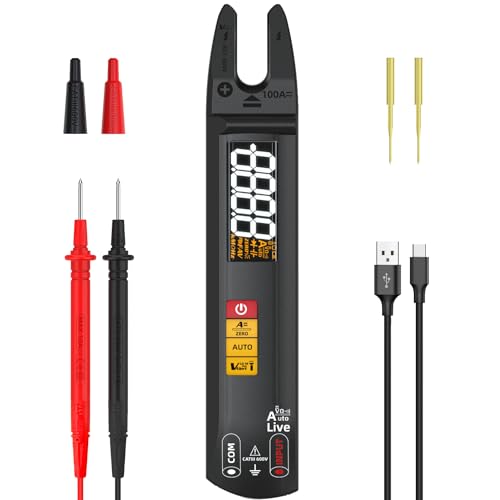 BSIDE U0 Vollautomatisches Digital Multimeter Offene Stromzange AC DC Großes Display, Strom Spannung Widerstand Durchgang Smart Messung, Mini Spannungsprüfer Wiederaufladbare mit Verlängerte Sonden von BSIDE
