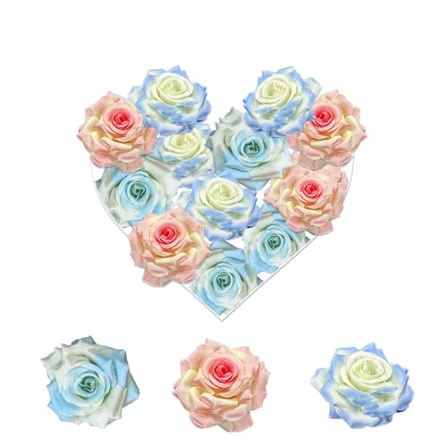 BSITSSS 12 Stück Kunstblumen, Farbverlauf Künstliche Blumen Rosen, Rosa Lila Blaue Künstliche Rosen per DIY Basteln Scrapbooking Hochzeit Party Babyparty Kuchendeko Home Handwerk von BSITSSS