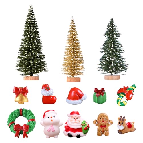 BSITSSS 13 Stück Weihnachten Miniatur Ornamente Mini Weihnachtsschmuck Kleine Weihnachten Deko Figuren Weihnachtsbaum Weihnachtsmann Schneemann Weihnachtsfiguren Miniatur Garten Deko von BSITSSS