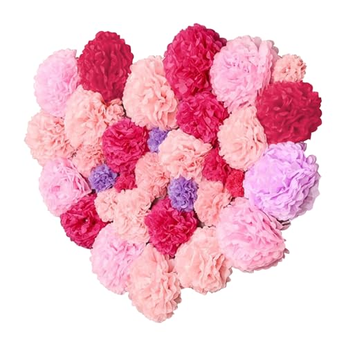 BSITSSS 16 Stück Rund Papierblumen, Papierblumen zum Aufhängen, Mehrfarbig Papier Blumen, Klassisch Seidenpapier Blumen, Pompons Deko für Hochzeitsdeko, Abschlussball, Geburtstag Party Deko von BSITSSS
