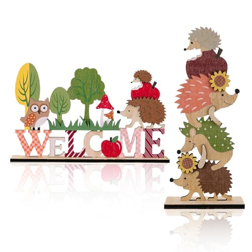 BSITSSS 2 Stück Herbst Deko Holz Schriftzug, Tischdeko Herbst Igel Eichhörnchen, Herbstdeko lebendige Farben, Autumn Fall Thanksgiving Deko für Herbstgeschenke und Exquisite Wohndekorationen BSITSSS 2 Stück Herbst Deko Holz Schriftzug, Tischdeko Herbst Igel Eichhörnchen, Herbstdeko lebendige Farben, Autumn Fall Thanksgiving Deko für Herbstgeschenke und Exquisite Wohndekorationen von BSITSSS