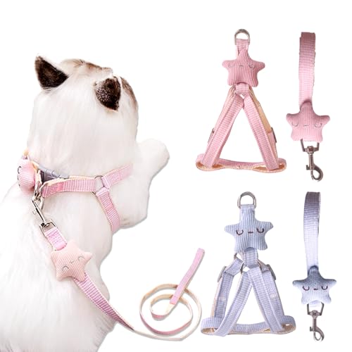 BSITSSS 2 Stück Sterne Katzengeschirr mit Leine Ausbruchsicher BSITSSS 2 Stück Sterne Katzengeschirr mit Leine Ausbruchsicher von BSITSSS