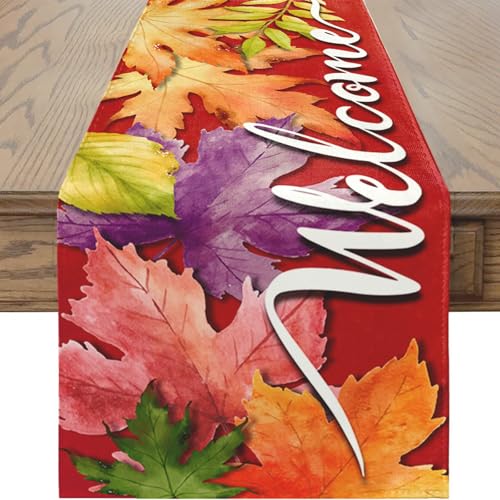 BSITSSS Tischläufer Herbst 33 x 183cm, Herbstblätter Tischläufer Herbstlich, Herbst Ahornblätter Tischdeko für Saisonnal Herbstdeko Küche Tisch Dekoration Drinnen Urlaub Party Dekor von BSITSSS