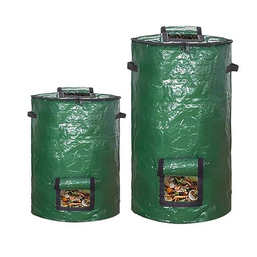 2 x Laubbeutel, wiederverwendbar, für den Garten, Kompost-Müllbeutel, mit Reißverschluss am unteren Fenster, Gartenflor, großer Dünger, Grasschnitt, Kollektion von BSKJMMP