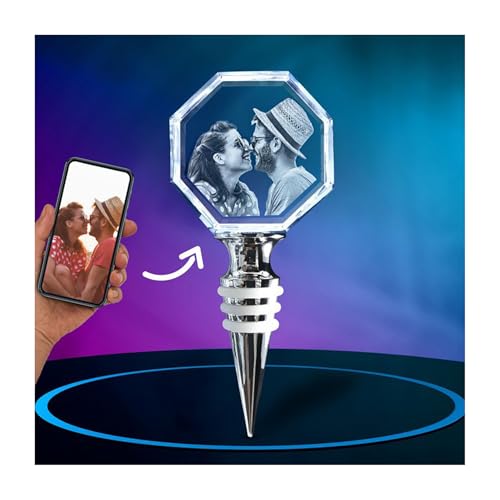 3D-Kristallfoto, personalisierbar, lasergraviert mit Ihrem Bild, 3D-Bild, Geschenkideen, graviert im Inneren des Kristalls mit Ihrem Foto, Weinstopfen wiederverwendbar von BSKJMMP