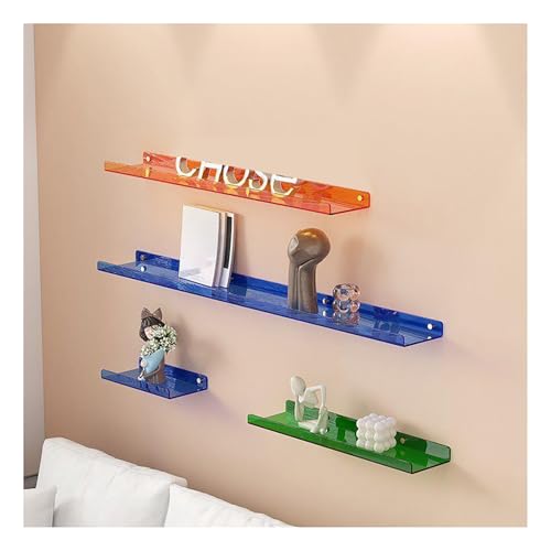 4 Stück Gaming-Schweberegale Wandregal aus Transparentem Acryl Schallplattenhalter für Badezimmer Küche (Blau 30 cm/120 cm, Orange 90 cm, Grün 60 cm) von BSKJMMP