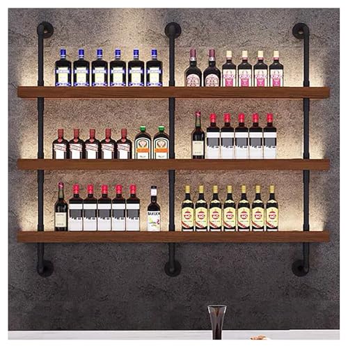 BSKJMMP 150 cm großes Barregal zur Wandmontage mit LED-Licht, massives Holz, zum Aufhängen, industrielle schwimmende Bar, Likörflaschen, Ausstellungsregal für Esszimmer, Küche BSKJMMP 150 cm großes Barregal zur Wandmontage mit LED-Licht, massives Holz, zum Aufhängen, industrielle schwimmende Bar, Likörflaschen, Ausstellungsregal für Esszimmer, Küche von BSKJMMP