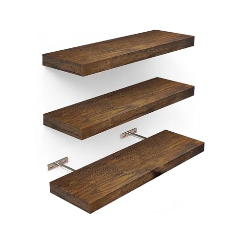 BSKJMMP 3 Stück Wandregal Nussbaum Dick Hängeregal für Die Wand Verzugs- und Rissbeständig 43 cm mit Unsichtbaren Halterungen Bücherregal BSKJMMP 3 Stück Wandregal Nussbaum Dick Hängeregal für Die Wand Verzugs- und Rissbeständig 43 cm mit Unsichtbaren Halterungen Bücherregal von BSKJMMP
