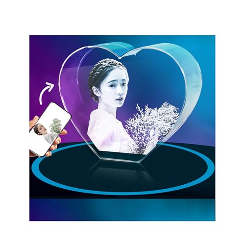 BSKJMMP 3D-Kristall-Herz-Foto, personalisierte Bilder in Glas-Fotowürfel für Frauen, Ihn, Mutter, Paar, Freundin, personalisierbar, Weihnachten, lasergraviertes Bild (10 x 5 x 9 cm) von BSKJMMP