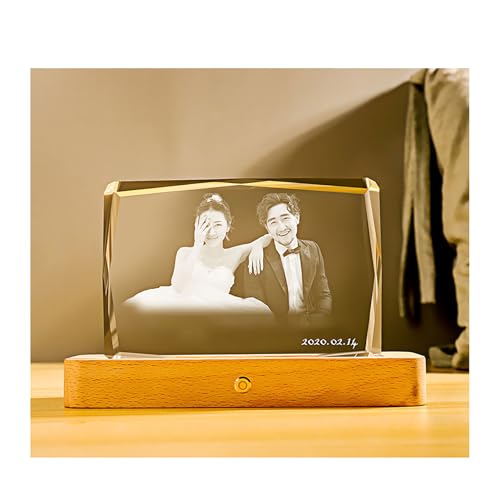 BSKJMMP 3D-Kristallfoto, personalisierbar mit Sockellicht, individuelle Foto-Würfel, Geschenk, Weihnachtsgeschenk, 3D-Bild, Geschenkideen von BSKJMMP
