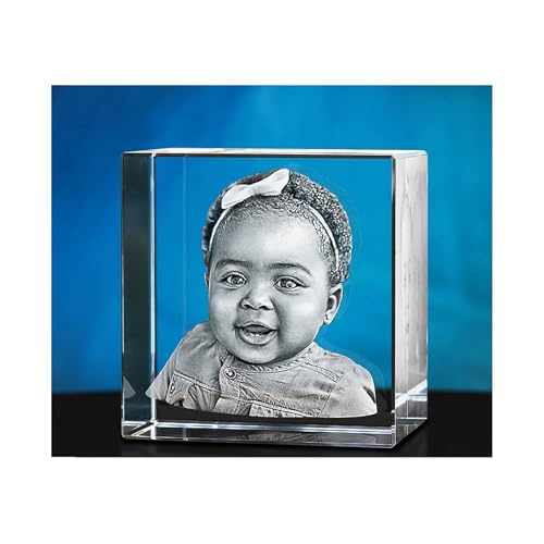 BSKJMMP 3D-Kristallfoto, personalisierte Bilder aus Glas, Fotowürfel, lasergeätztes 3D-Bild in Kristall, individuelles Geschenk, Weihnachten für Mutter, Vater, Familie, quadratisch (5 x 5 x 5 cm) von BSKJMMP