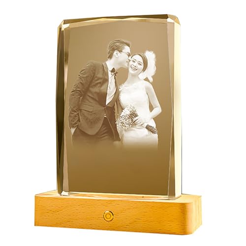 BSKJMMP 3D-Kristallfoto mit Licht, personalisierte Lasergravur mit Ihrem Bild, 3D-Bild, Geschenkideen, benutzerdefiniertes 3D-Foto-Kristall, Weihnachten von BSKJMMP
