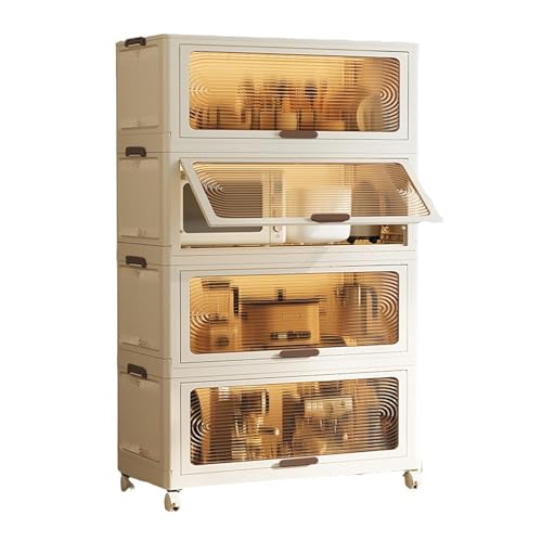 BSKJMMP 4-stöckige Kunststoff-Aufbewahrungsbehälter mit Deckel, stapelbare Aufbewahrungsbehälter mit Rollen, Faltboxen, Schrank-Organizer und Aufbewahrung BSKJMMP 4-stöckige Kunststoff-Aufbewahrungsbehälter mit Deckel, stapelbare Aufbewahrungsbehälter mit Rollen, Faltboxen, Schrank-Organizer und Aufbewahrung von BSKJMMP
