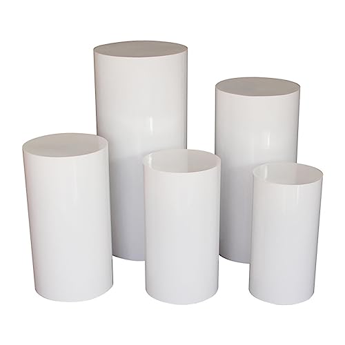 BSKJMMP 5 x Standfußständer für Partys, weißes Metall, zylinderförmig, für Party, Event, Dekoration, runder Zylinderständer, Podest, Desserttisch, Präsentationsset für Hochzeitsdekoration von BSKJMMP