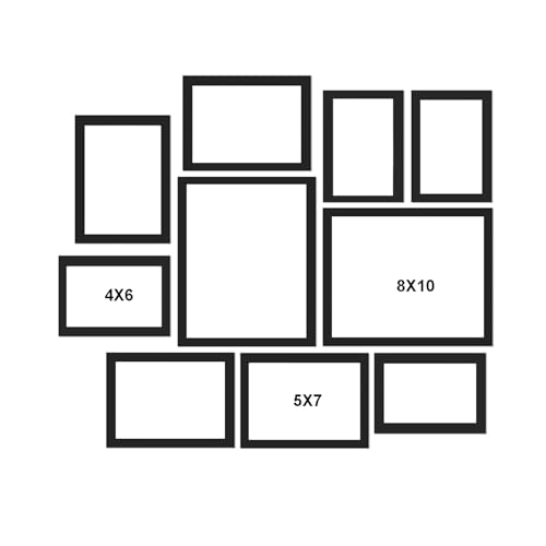 BSKJMMP Bilder-Collage-Rahmen für die Wand, Set mit 10 Bildern, Familienfotos für Wohnzimmer, Büro, zum Aufhängen, Dekoration, 2 Stück 20,3 x 25,4 cm, 4 Stück 10 x 15,2 cm von BSKJMMP