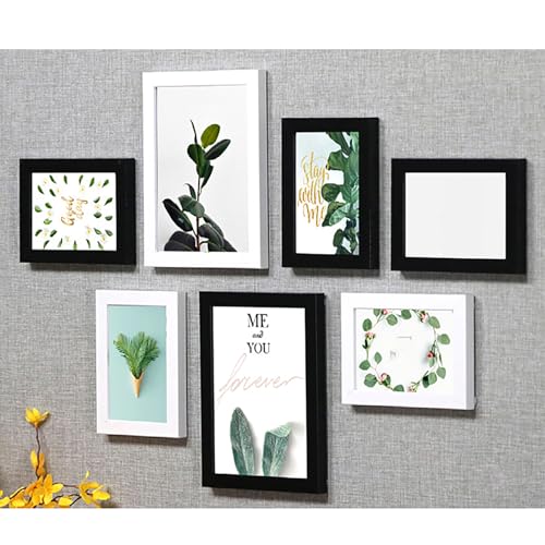 BSKJMMP Bilderrahmen, Collage, Wanddekoration, Galerie-Set für Zuhause, 2 Stück, 20,3 x 25,4 cm, 5 Stück 12,7 x 17,8 cm (Schwarz + Weiß), 7 Stück von BSKJMMP