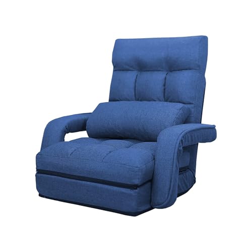 BSKJMMP Boden-Sofa, Bett, faltbar, faules Bodensofa, bequem, für den Innenbereich, Chaiselongue-Sessel, 6 Positionen, verstellbar, mit Armlehnen und einem Kissen, gepolstert, für Wohnzimmer von BSKJMMP