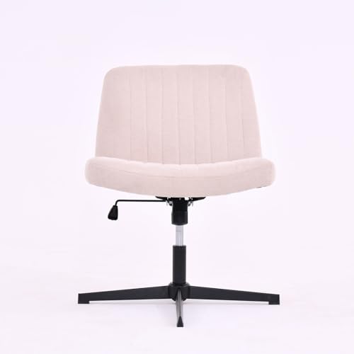 BSKJMMP Bürostuhl mit Kreuzbeinen, breit, bequem, Stoff, Schminkstuhl, Heimstuhl, ohne Räder, armloser Computer-Aufgabenstuhl, drehbar und höhenverstellbar von BSKJMMP