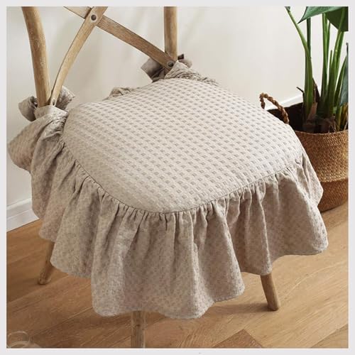BSKJMMP Einfacher Baumwoll-Kissenbezug, rutschfest, weich, Stuhlkissen, Sitzbezug mit Bändern, 43 x 45 cm, Braun von BSKJMMP