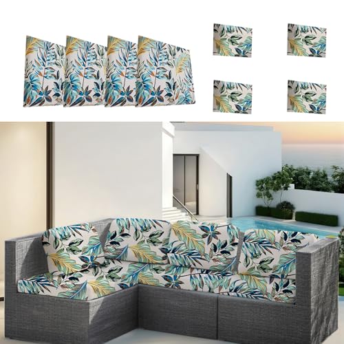 BSKJMMP Ersatz-Möbelkissen und Kissenbezug für 4-Sitzer, Rattan-Sofa, Stuhl, Couch, Set (nur Bezug), 8 Stück von BSKJMMP