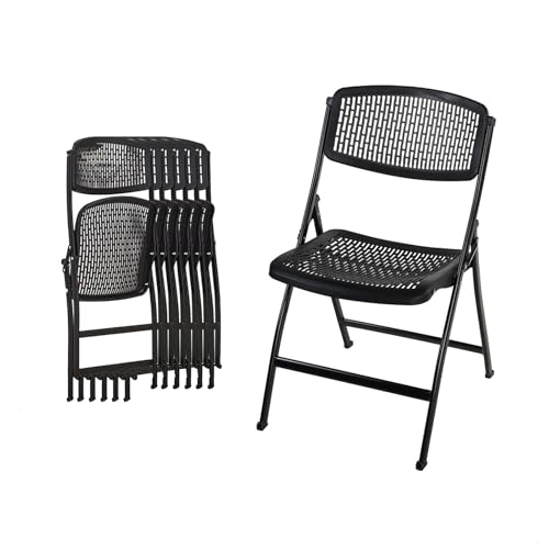 BSKJMMP Esszimmerstühle, zusammenklappbar, 6er-Set, Rattan, gewebte Sitzfläche und Rückenlehne, stapelbar, Klappstuhl für Wohnzimmer, Schlafzimmer, Garten, Balkon, keine Montage erforderlich von BSKJMMP