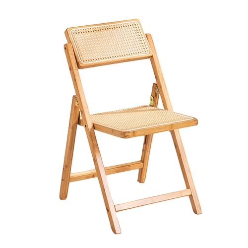 BSKJMMP Esszimmerstühle mit Rattan-Rückenlehne aus gewebtem Rattan, erweiterter Sitz, stapelbar, Holz, Freizeitstuhl, platzsparend, für Küche, Garten, Balkon, Schlafzimmer (Natur) von BSKJMMP