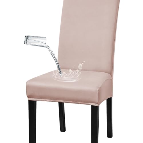 BSKJMMP Esszimmerstuhlhussen, wasserdicht, abnehmbar, waschbar, Stuhlhussen für Zuhause, Hotel, 6 Stück, Rosa von BSKJMMP