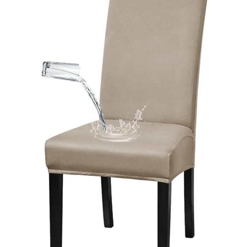BSKJMMP Esszimmerstuhlhussen, wasserdicht, abnehmbar, waschbar, Stuhlhussen für Zuhause, Hotel, Braun, 6 Stück von BSKJMMP