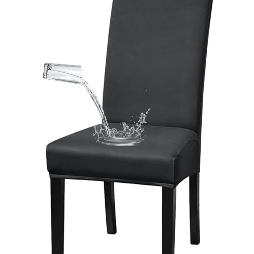 BSKJMMP Esszimmerstuhlhussen, wasserdicht, abnehmbar, waschbar, Stuhlhussen für Zuhause, Hotel, Grau, 6 Stück von BSKJMMP