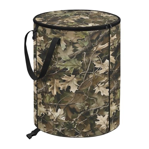 BSKJMMP Faltbarer Mülleimer mit Deckel, 60 l, Gartenabfälle, Rasen, Laubbeutel, wasserdicht, große Kapazität, für Camping, Outdoor, wiederverwendbarer Abfallsack (grau) von BSKJMMP