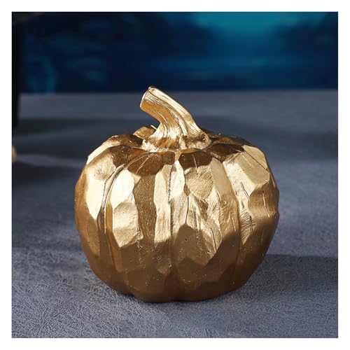 BSKJMMP Goldener Kürbis-Dekor, Kunstharz, künstliche Ernte, Urlaub, Bauernhaus für Zuhause, Tischläufer, Büro, Party (8 x 8,5 x 8,5 cm) von BSKJMMP