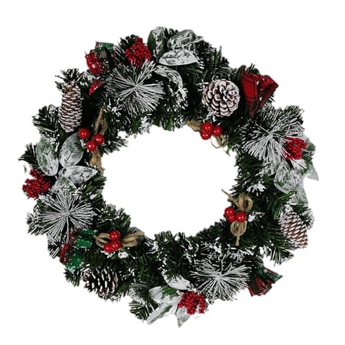 BSKJMMP Herbstkranz für Haustür, künstlicher Herbstkranz mit Tannenzapfen und Beeren, Erntedankfest, Weihnachten, Herbstdekoration für Innen- und Außenbereich, Wandfenster, 33 cm von BSKJMMP