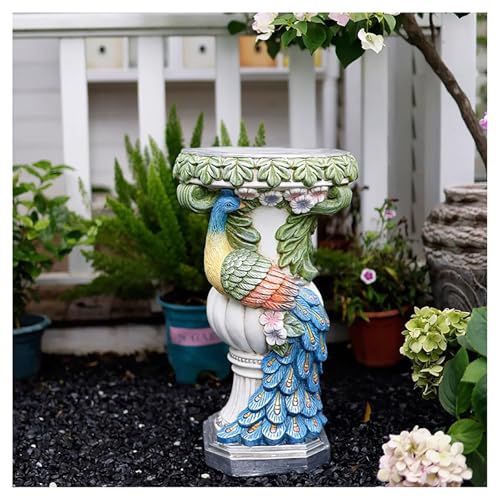 BSKJMMP Hochzeitsstatue, römische Säulen und Säulen mit Sockel, buntes Pfauen-Design, geprägtes Design mit Ablaufloch, für Pflanzgefäße, Innen- und Außenbereich, Party-Dekoration (Sockel) von BSKJMMP