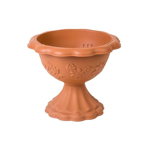BSKJMMP Home Harz Garten Urne Pflanzgefäß Kunststoff Blumentopf Säulen Pedstal Ständer Hochzeit Straße mit Drainageloch Party Terrasse Büro (Kapazität 6,5 l) (Braun) von BSKJMMP