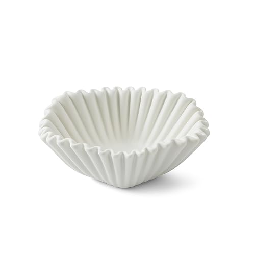BSKJMMP Keramik-Süßigkeitenschale, dekorativer Snack-Teller, weiße Küchentheke für Partytisch, Buffet, Rüschen, gewellt, moderne Heimdekoration (300 ml) von BSKJMMP