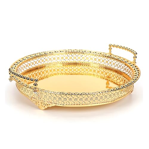 BSKJMMP Obstständer mit goldenem Griff, Kuchenständer, dekorative Süßigkeitenschale, ideal für Couchtisch, Wohnzimmer, Schlafzimmer, Aufbewahrung und Präsentation von BSKJMMP