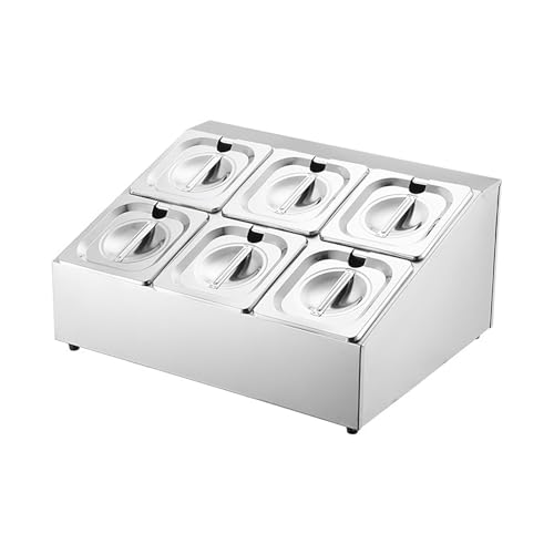 BSKJMMP Pizza-Topping Station Organizer Bar 2-stöckiges Gewürzregal aus Edelstahl mit 6 Pfannen, Gewürzbehälter, Regal für Zutaten, Soßen, Salat, Marmelade, Obst BSKJMMP Pizza-Topping Station Organizer Bar 2-stöckiges Gewürzregal aus Edelstahl mit 6 Pfannen, Gewürzbehälter, Regal für Zutaten, Soßen, Salat, Marmelade, Obst von BSKJMMP