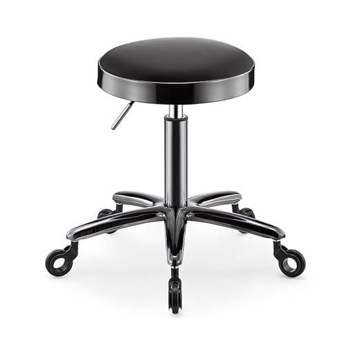 BSKJMMP Rollhocker, robuster Edelstahl, für Werkbank, verstellbarer Drehhocker, 5 Räder, hydraulischer Metallhocker für Küche, Salon, Bar, Büro, Massage von BSKJMMP