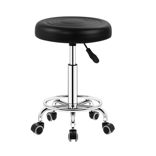 BSKJMMP Runder Rollhocker, höhenverstellbar, mit geräuschlosen Gummirädern, für Küche, Kosmetiker, Studio, Rolltritt von BSKJMMP