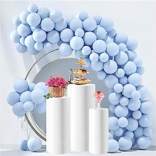 BSKJMMP Standfuß für Partys Metall Zylinderständer für Party Kuchen Zylinder Set von 3 Ständer weiß rund Blumenständer für Hochzeit Dessert Tisch Display Set von BSKJMMP