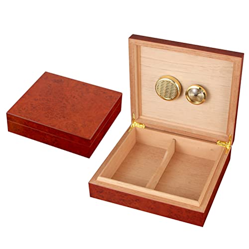 BSKJMMP Tragbare Zigarren-Humidor-Reiseetui mit Hygrometer-Luftbefeuchter und Trennwand, Zigarren-Geschenkbox für Zigarrenliebhaber, luftdicht, langlebig, 12–16 Zigarren (rot) von BSKJMMP