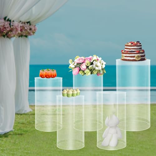 BSKJMMP Transparenter Zylinderständer für Party, 5 Stück, Sockelständer für Hochzeiten, Geburtstage und Party-Dekoration von BSKJMMP